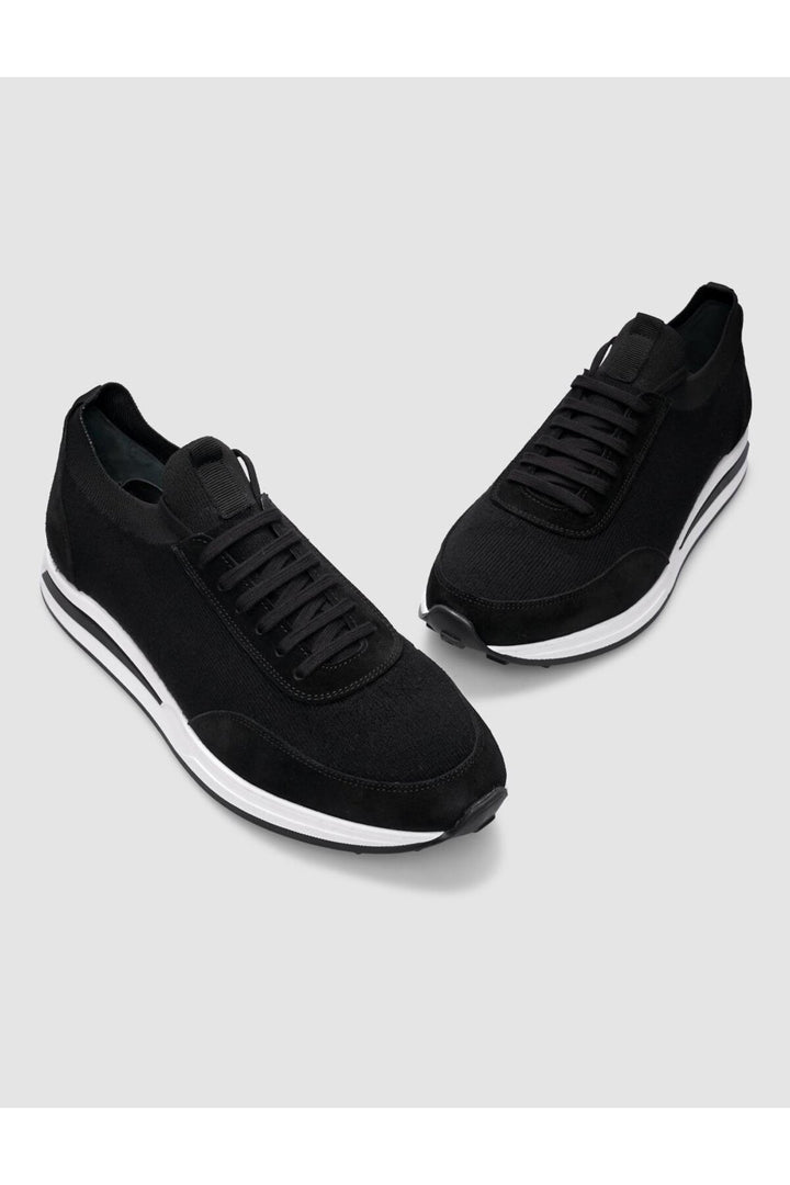 Cabani Shoes Baskets pour hommes en tricot noir avec lacets - Noir