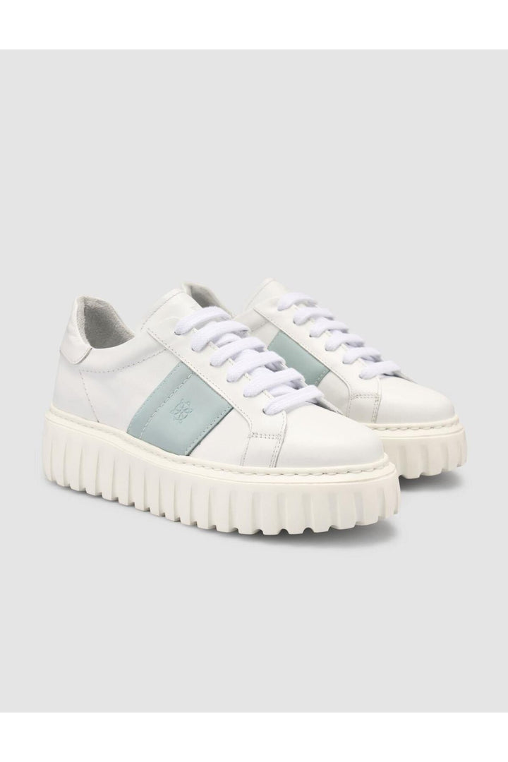 Cabani Shoes MonaMae 100% Cuir Véritable Blanc - Blanc / Bleu