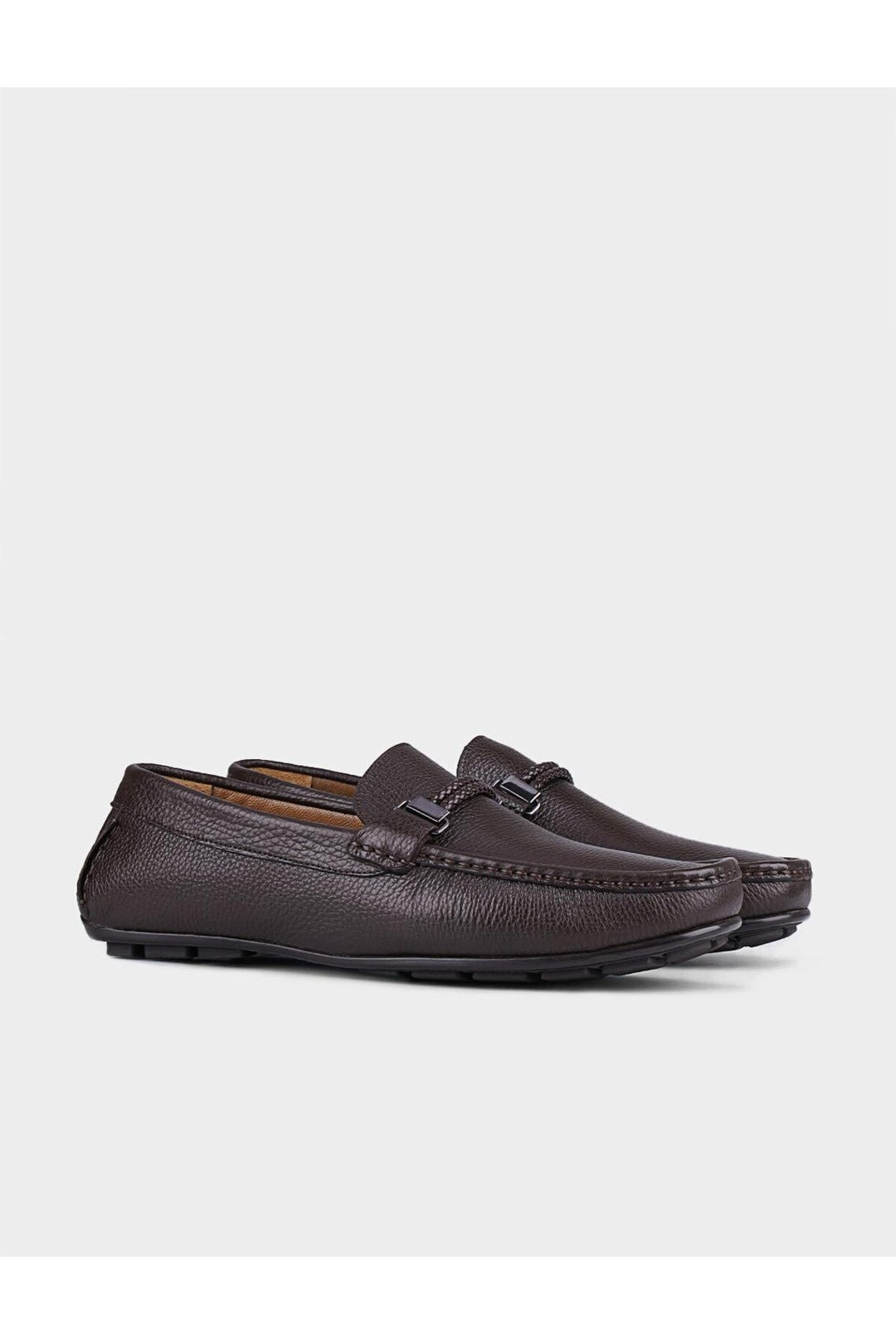 Cabani Shoes Loafer pour homme en cuir véritable marron à design spécial - Marron