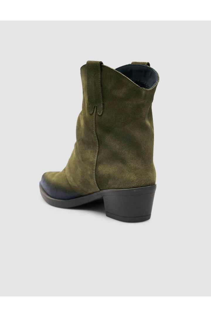 Cabani Shoes Bottines western en cuir suédé véritable vert pour femme - Multicolore