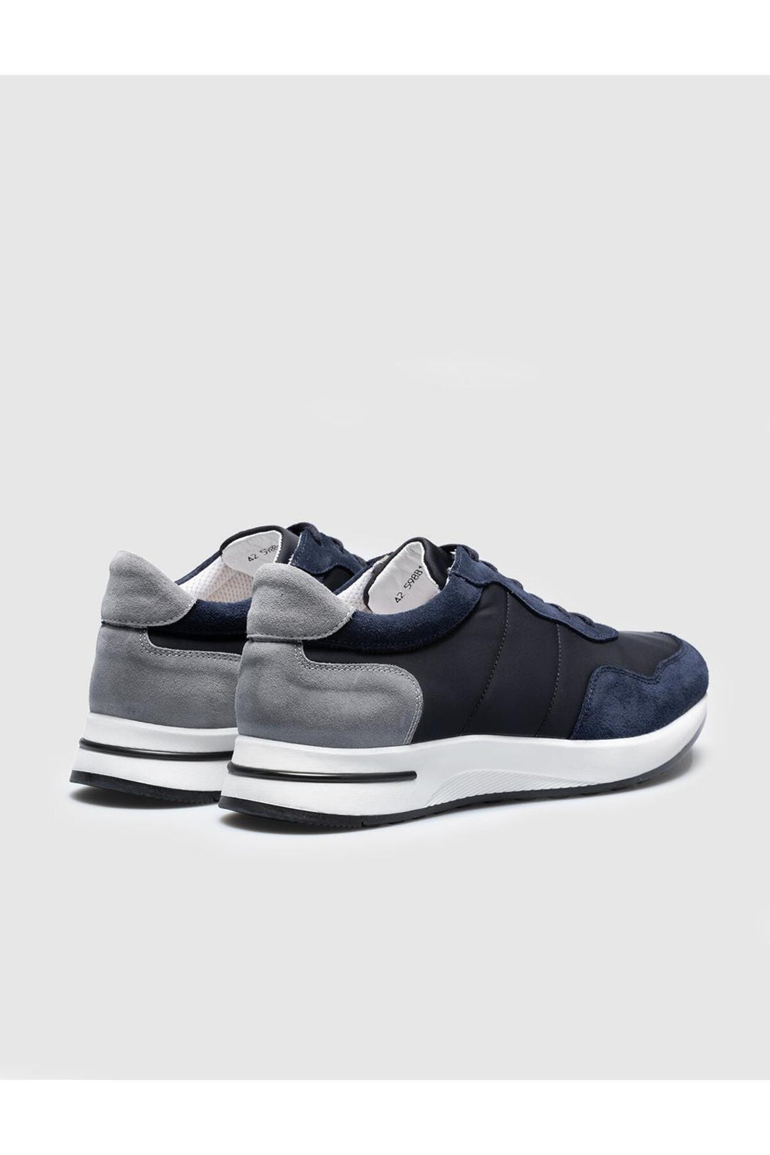 Cabani Shoes Chaussures de sport pour hommes en cuir véritable bleu marine à lacets - Bleu marine