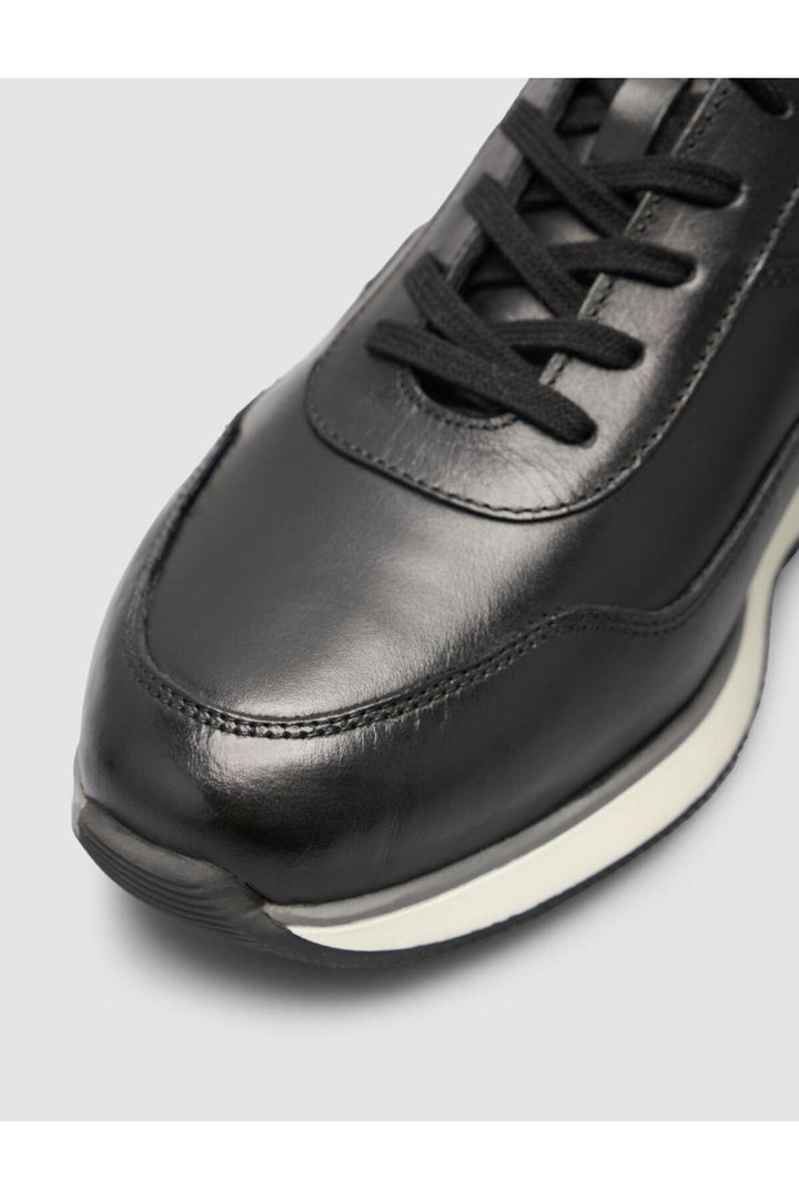 Cabani Shoes Nilaren %100 Cuir Véritable Noir Détails Blason Chaussures de Sport pour Hommes - Noir