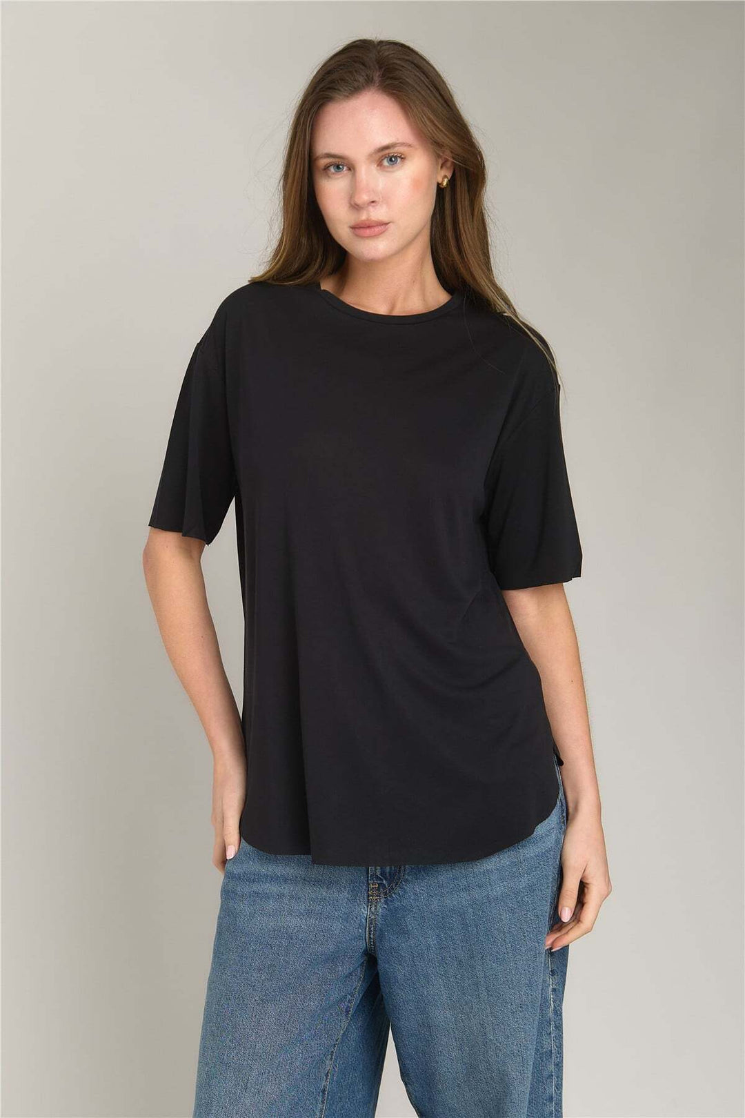 Lovely Things ADELE Basic T-shirt sans couture Haut de vêtements Pyjama - Noir