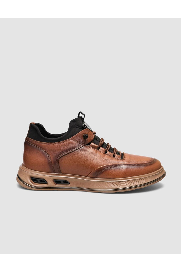 Cabani Shoes Chaussures de sport pour hommes en cuir beige avec lacets - Multicolore