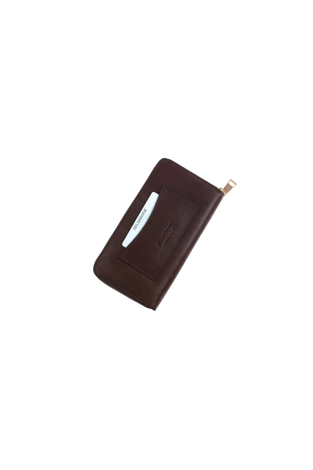 helmbrook Femme Cuir Véritable Grand Portefeuille Fermeture Éclair RFID Protégé Amelia Café