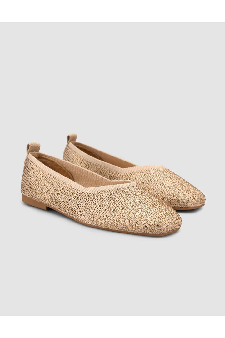 Cabani Shoes Ballerines femmes en beige avec pierres Serario - Beige