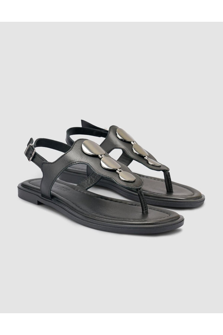 Cabani Shoes %100 Cuir véritable Sandales noires pour femmes - Multicolore
