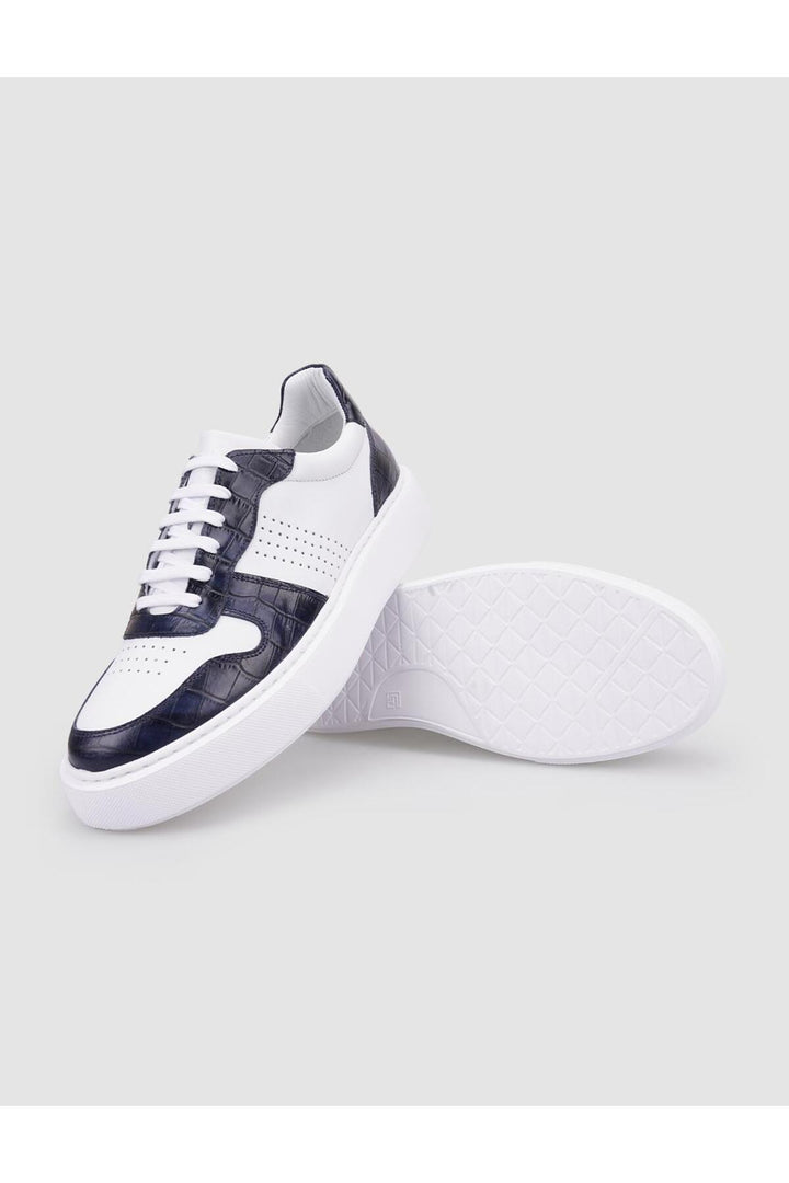 Cabani Shoes Baskets pour hommes en cuir véritable 100 % blanc - Blanc