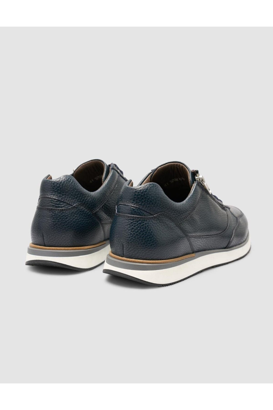 Cabani Shoes Teranor %100 Cuir Véritable Bleu marine Baskets Homme à Lacets et Fermeture Éclair - Bleu marine