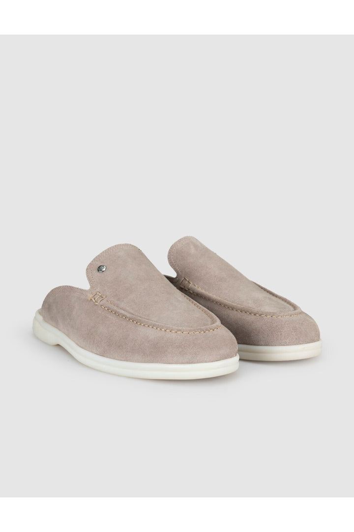 Cabani Shoes Mocassins pour hommes en cuir véritable beige avec accessoires en métal - Vison