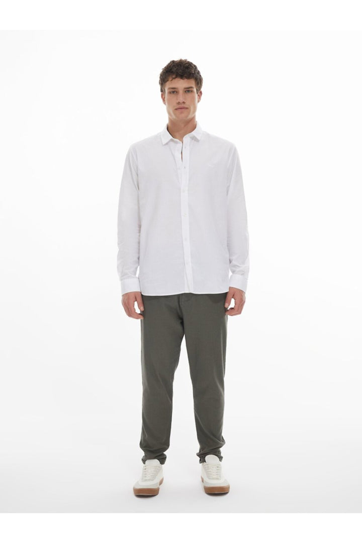 LTB Pantalon vert uni aspect lin