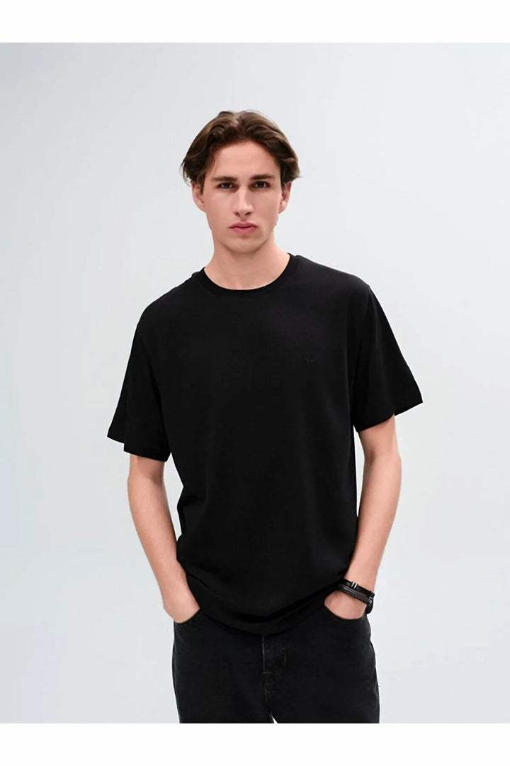 LTB T-shirt noir à manches courtes Regular