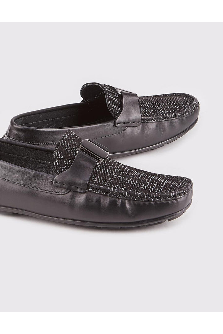 Cabani Shoes Chaussures Loafers pour Hommes en Cuir Véritable Noir avec Design Spécial - Noir
