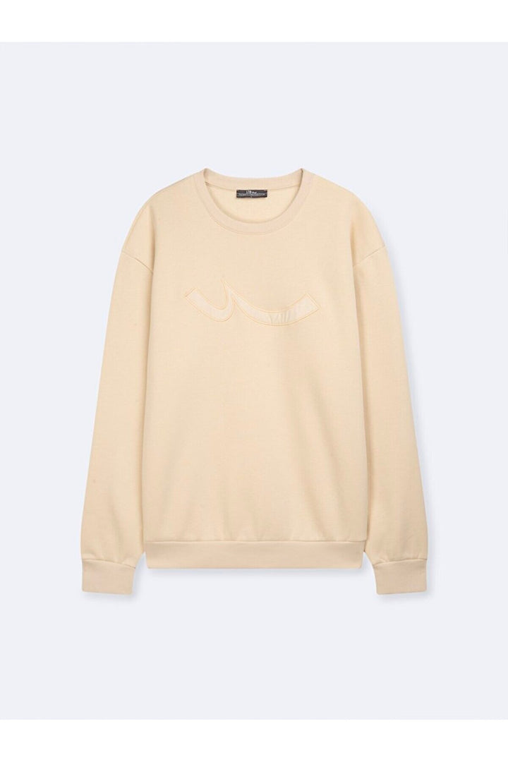 LTB Sweatshirt beige à col rond avec impression Sıgn à manches longues - Beige_1060