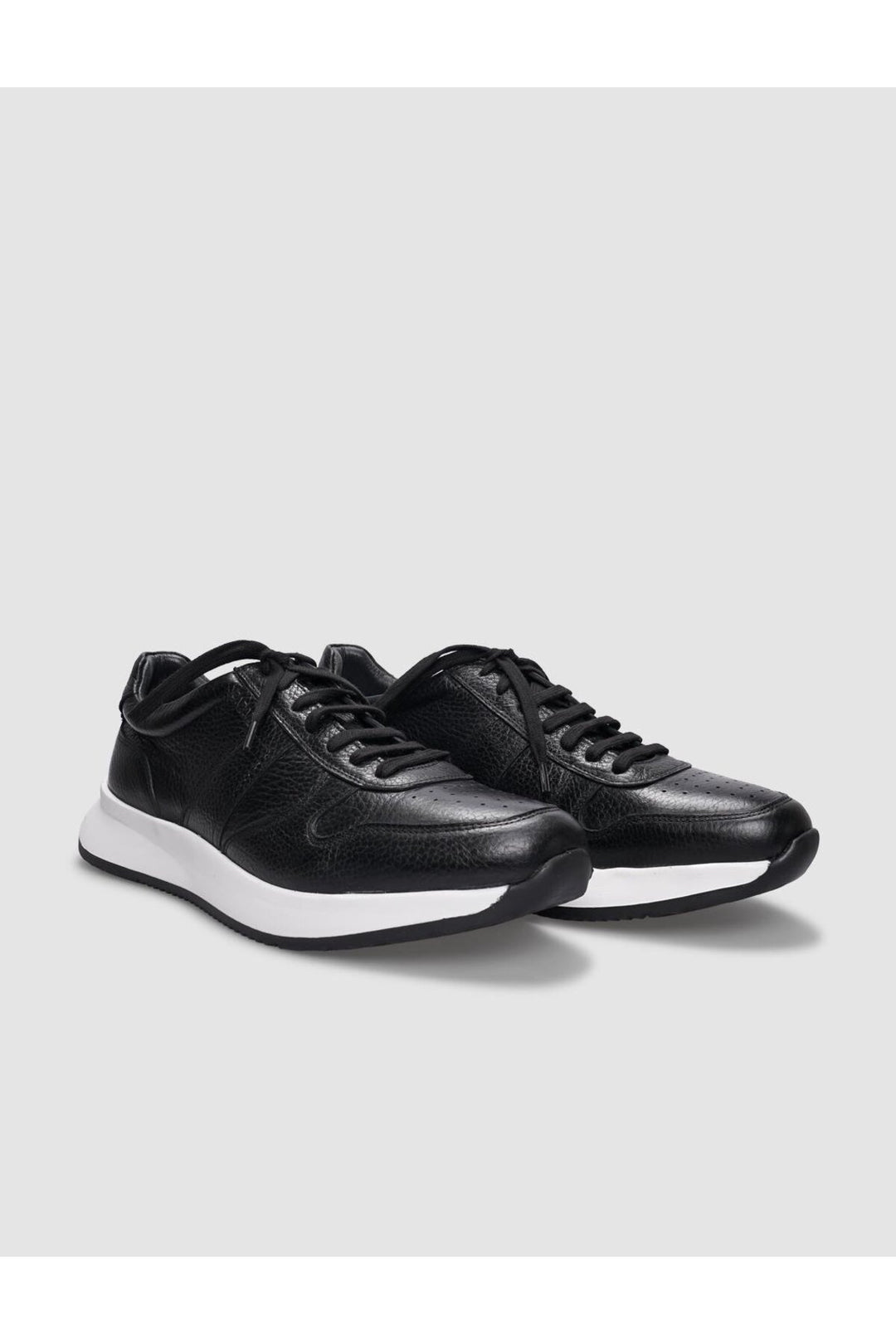 Cabani Shoes Chaussures de sport pour hommes en cuir véritable noires à lacets - Noir