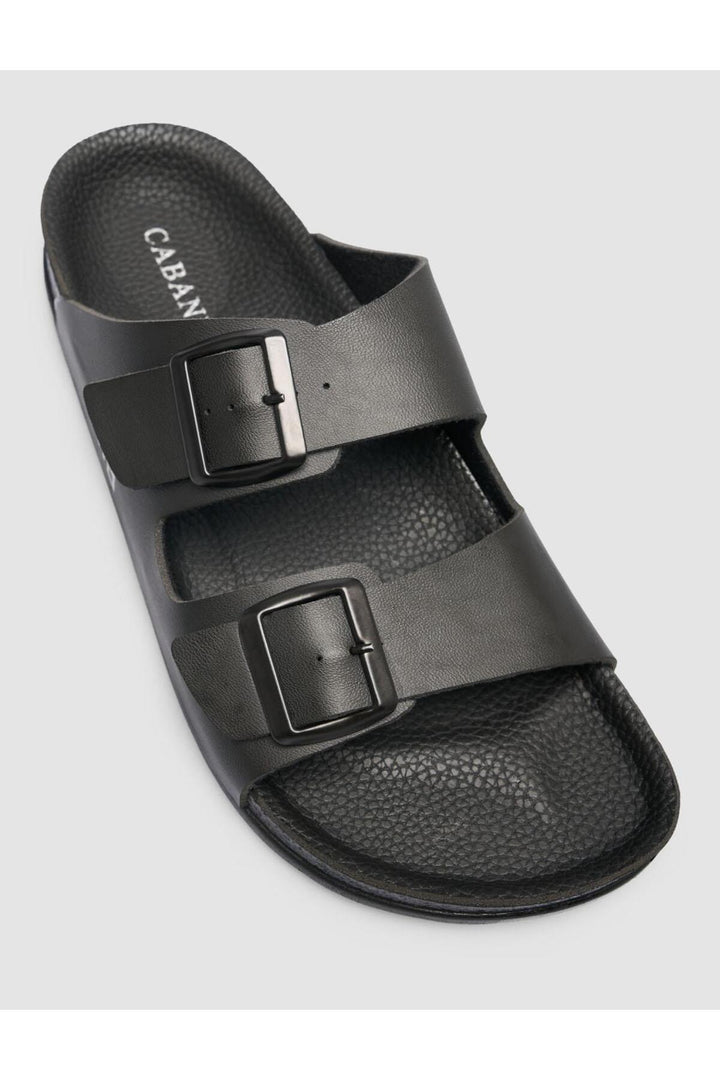 Cabani Shoes Sandale homme noire avec détail de boucle - Multicolore