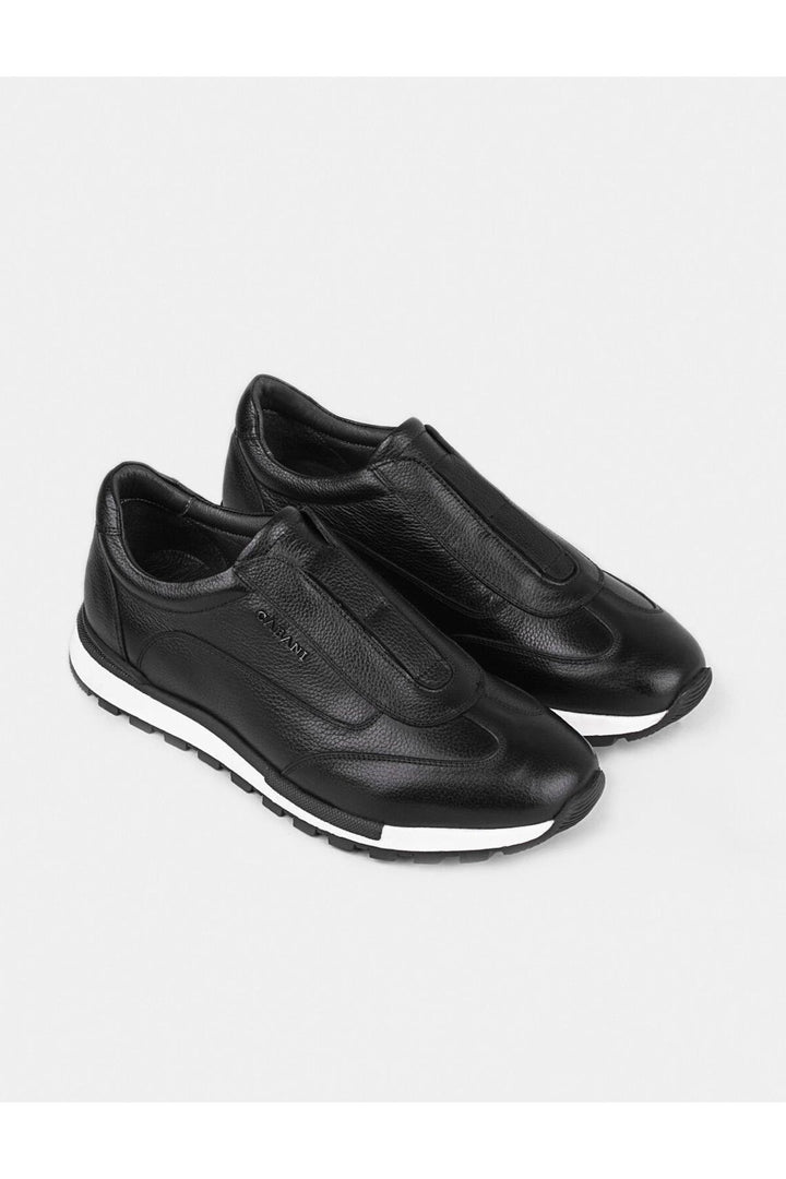 Cabani Shoes Chaussures de sport pour hommes en cuir véritable noires - Noir