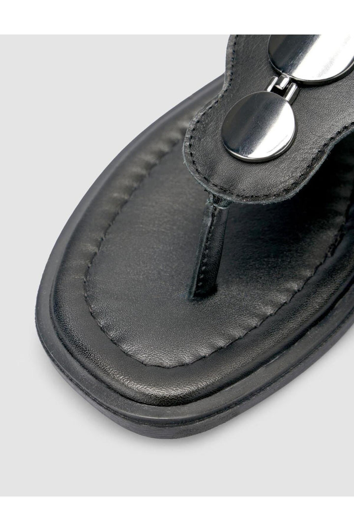 Cabani Shoes %100 Cuir véritable Sandales noires pour femmes - Multicolore