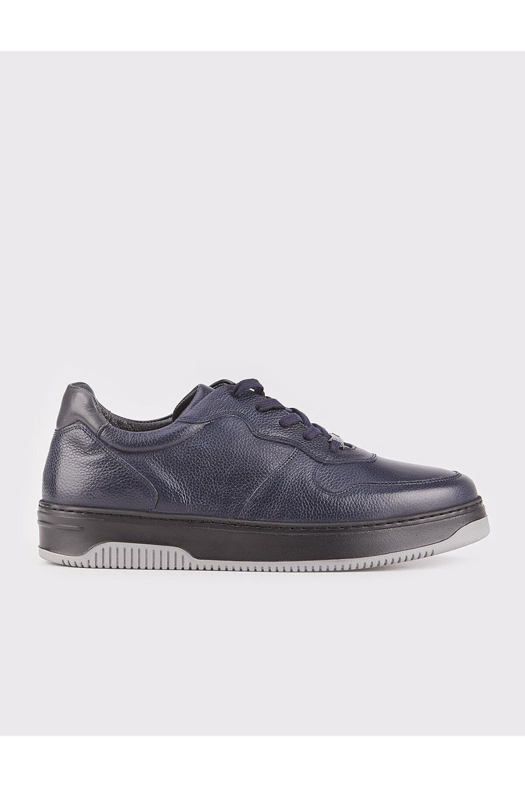 Cabani Shoes Chaussures de sport pour hommes en cuir véritable bleu marine à lacets avec semelle en caoutchouc. - Bleu marine