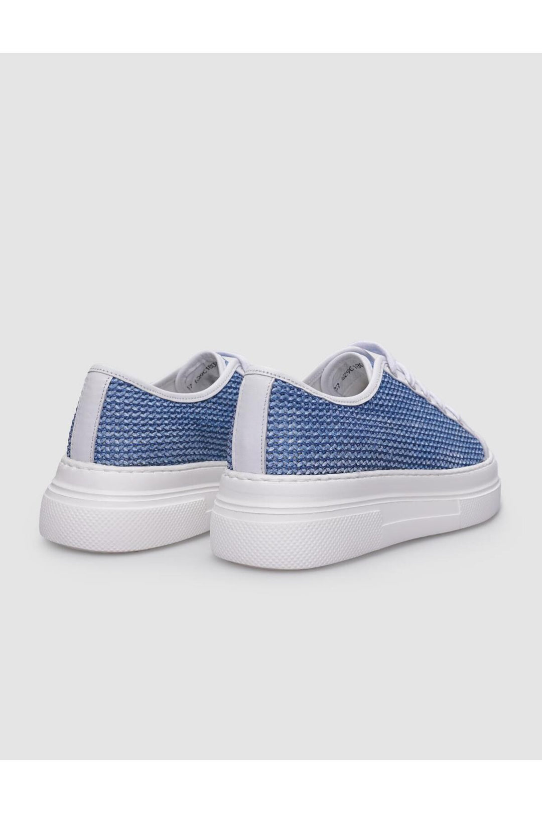 Cabani Shoes Baskets de sport pour femmes en cuir véritable 100 % blanches et bleues avec lacets. - Blanc