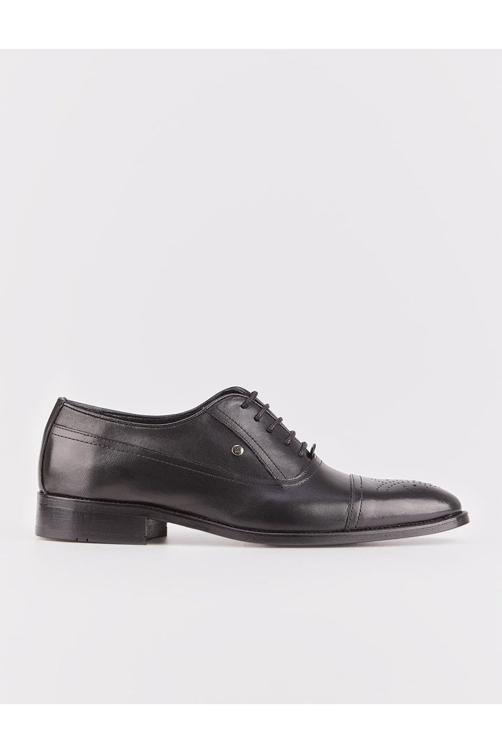 Cabani Shoes Chaussures classiques pour hommes en cuir véritable noires à lacets - Noir