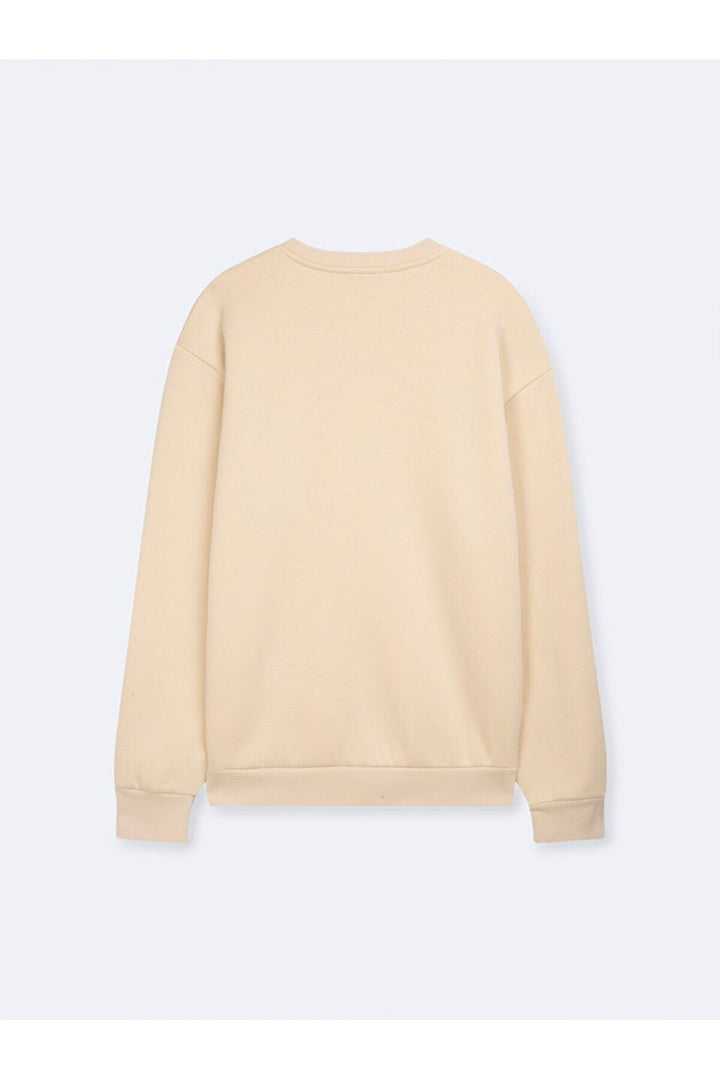 LTB Sweatshirt beige à col rond avec impression Sıgn à manches longues - Beige_1060
