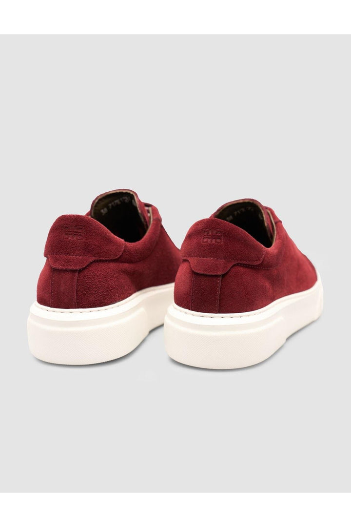 Cabani Shoes %100 Véritable Suède Bordeaux Sneaker à Lacets Doublé en Fourrure - Multicolore