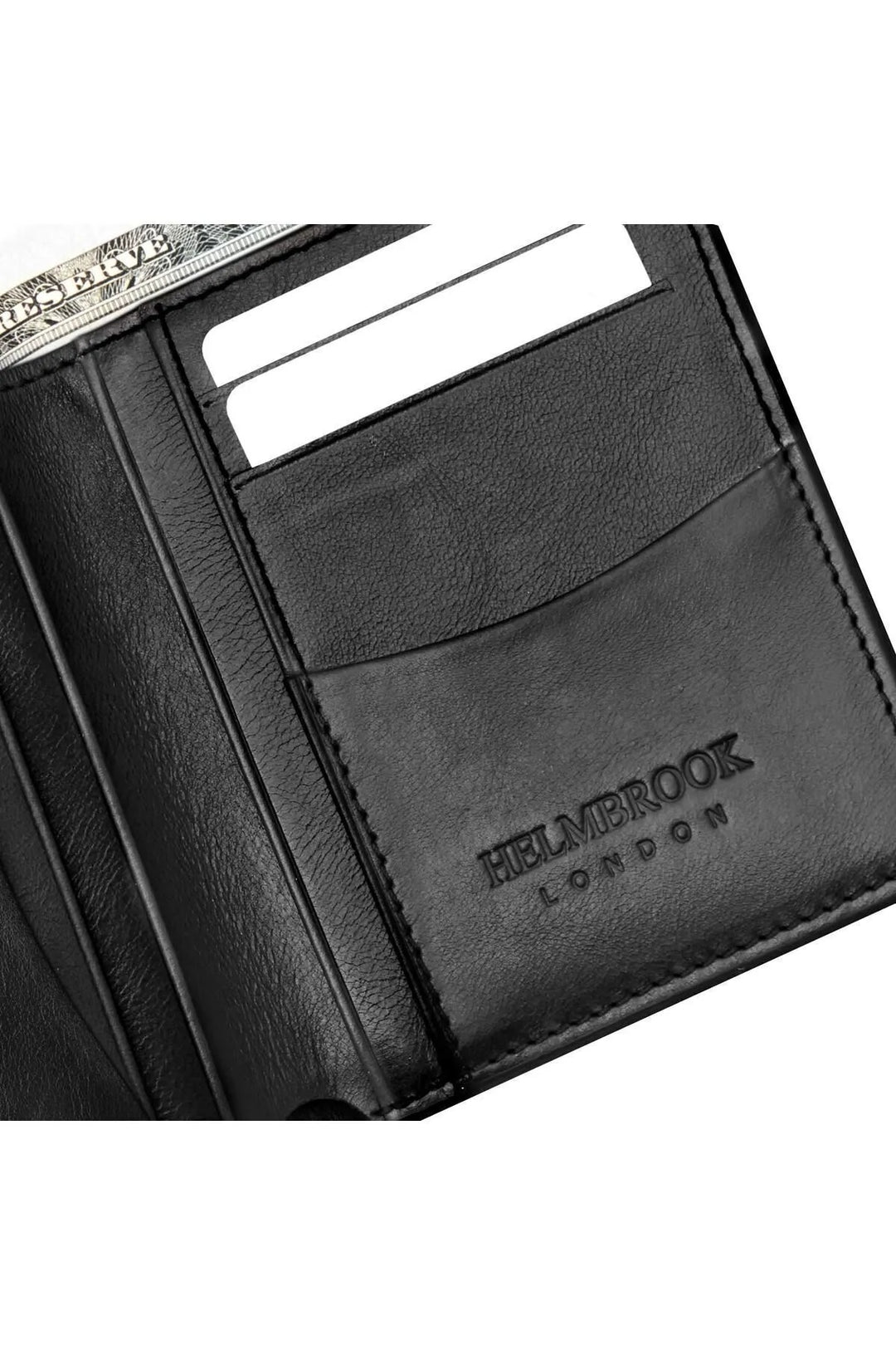 helmbrook Portefeuille en cuir véritable pour homme Slim Design Multi-Bay RFID Protégé Dayton Noir