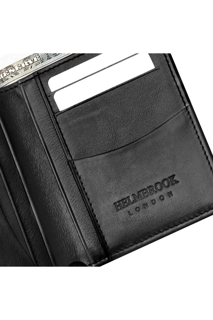 helmbrook Portefeuille en cuir véritable pour homme Slim Design Multi-Bay RFID Protégé Dayton Noir