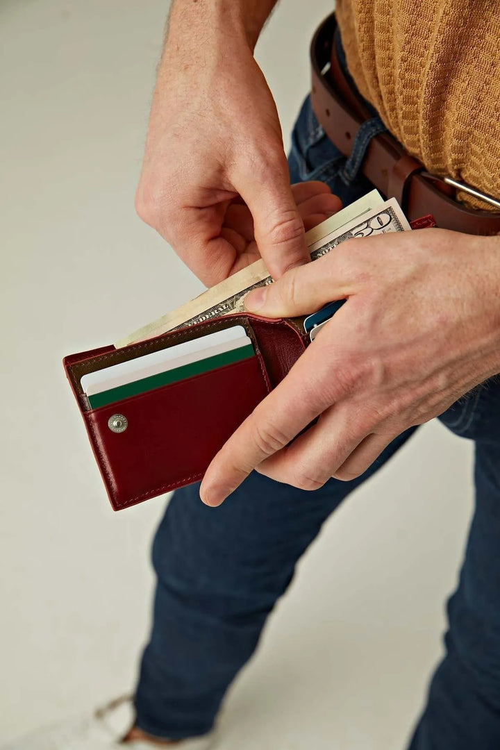 Helmbrook Portefeuille en cuir véritable pour homme Design de poche Multi-Baie RFID Protégé Rigby Bordeaux Bleu Marine