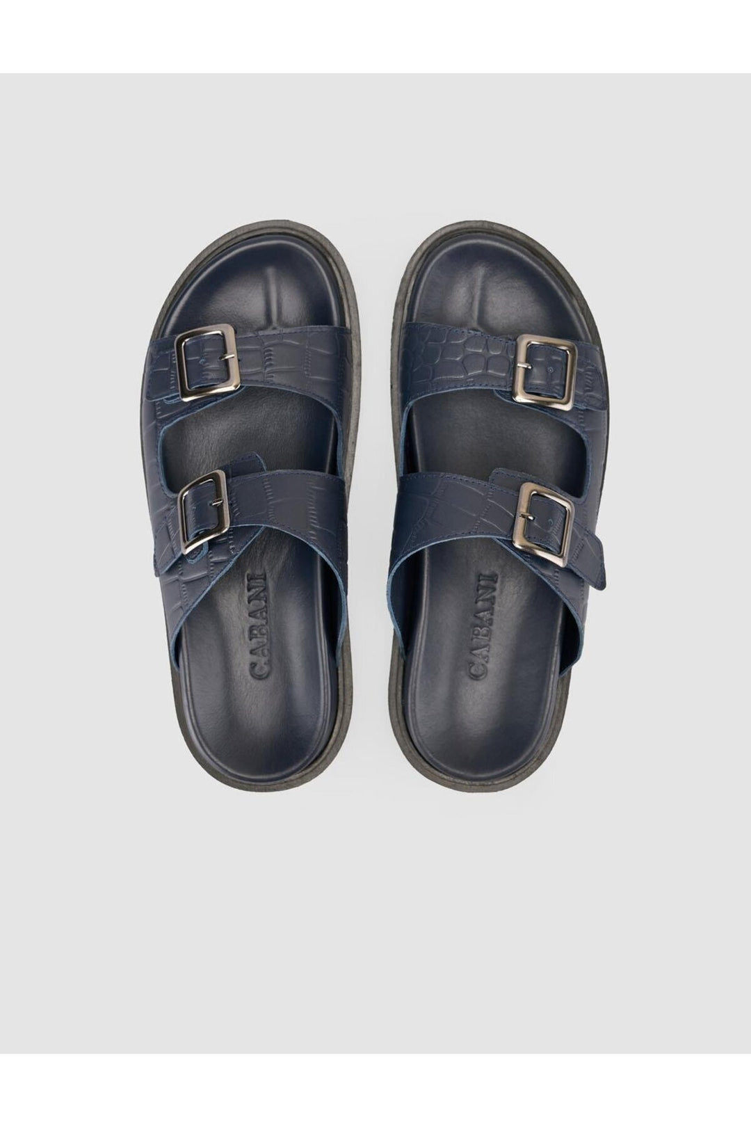 Cabani Shoes %100 Cuir Véritable Sandale Homme en Croco Bleu marine - Bleu marine