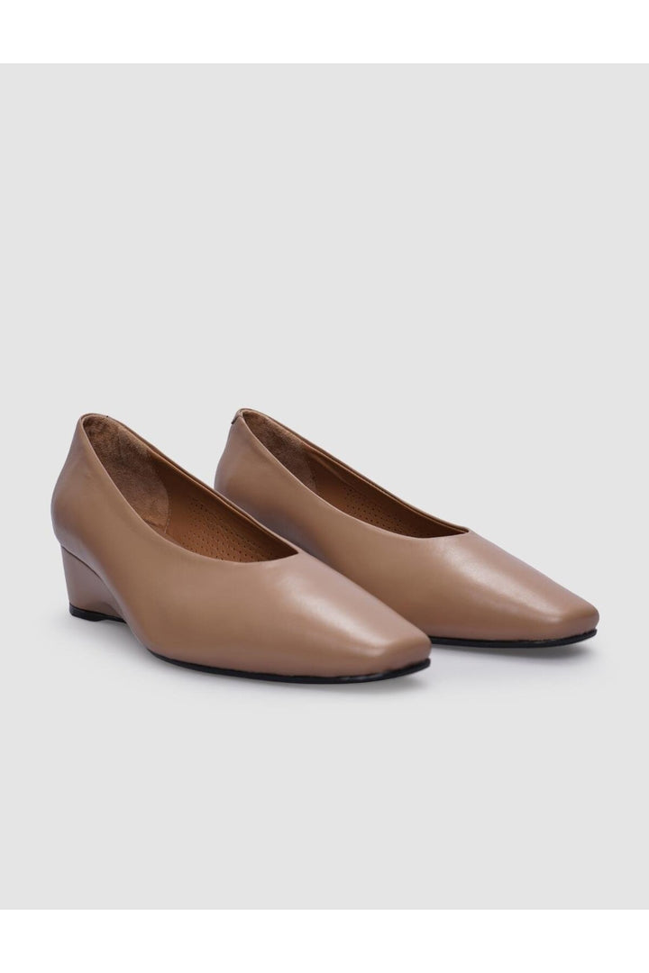 Cabani Shoes Chaussures à talons compensés pour femmes en cuir véritable beige 100% - Multicolore