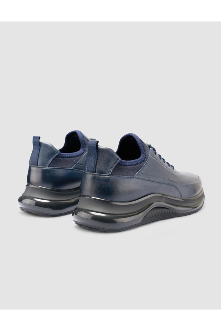 Cabani Shoes Chaussures de ville pour hommes en cuir véritable 100% bleu marine à lacets - Bleu marine
