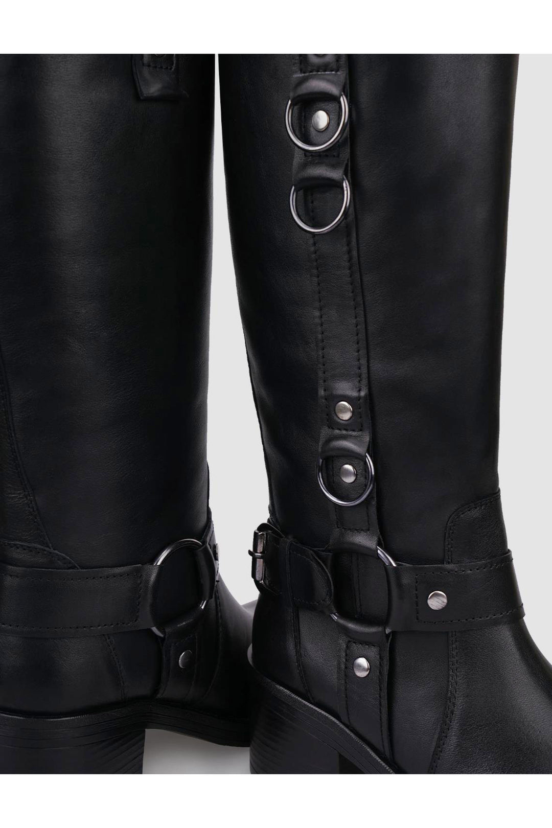 Cabani Shoes Botte femme en cuir véritable noir avec détail de boucle à 100% - Multicolore