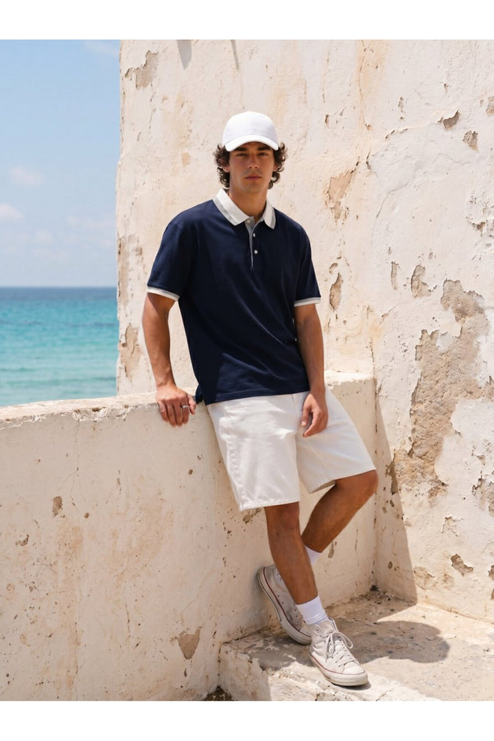 LTB T-shirt Bleu marine À Détails Contrastés - Bleu marine