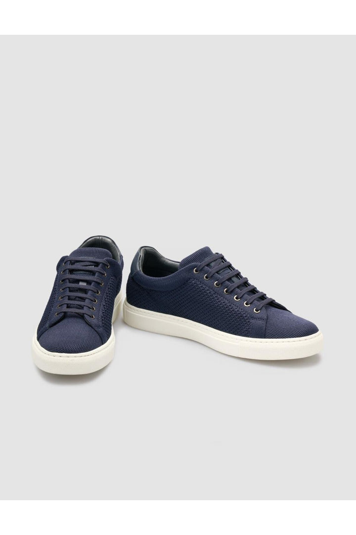 Cabani Shoes Chaussures de sport pour hommes en tricot bleu marine avec lacets. - Bleu marine