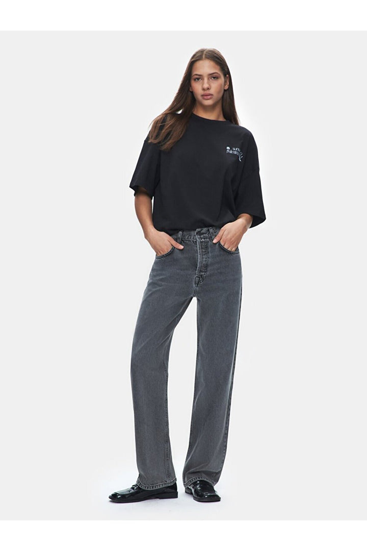 LTB Pantalon en jean coupe droite à taille haute Vanetta - Gris