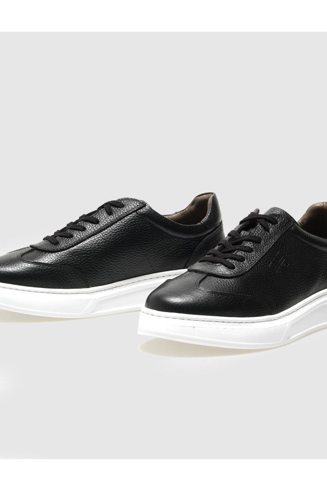 Cabani Shoes Chaussures de sport pour hommes en cuir véritable noires à lacets - Noir