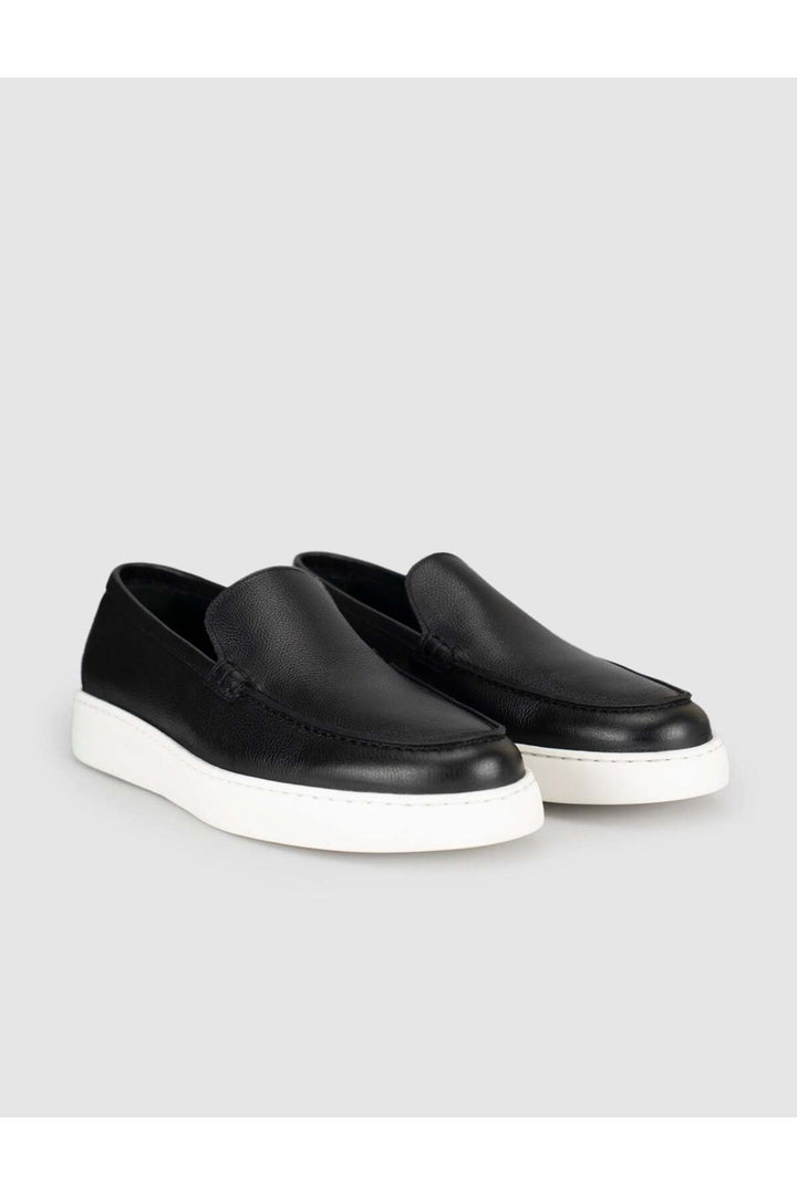 Cabani Shoes Chaussures Loafer pour hommes en cuir véritable avec semelle noire et blanche - Multicolore