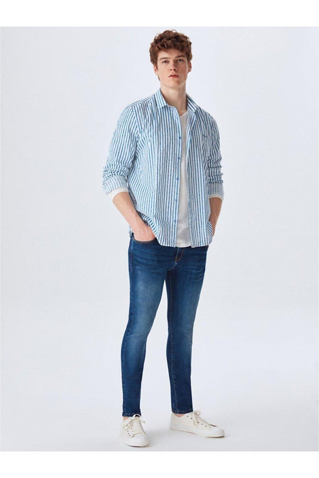 LTB Chemise crème rayée à manches longues