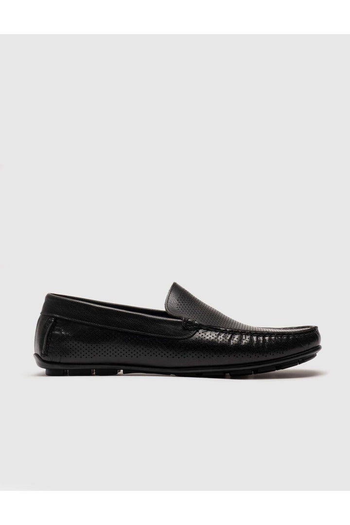 Cabani Shoes Chaussures de ville pour hommes en cuir véritable, noires, découpées au laser. - Multicolore