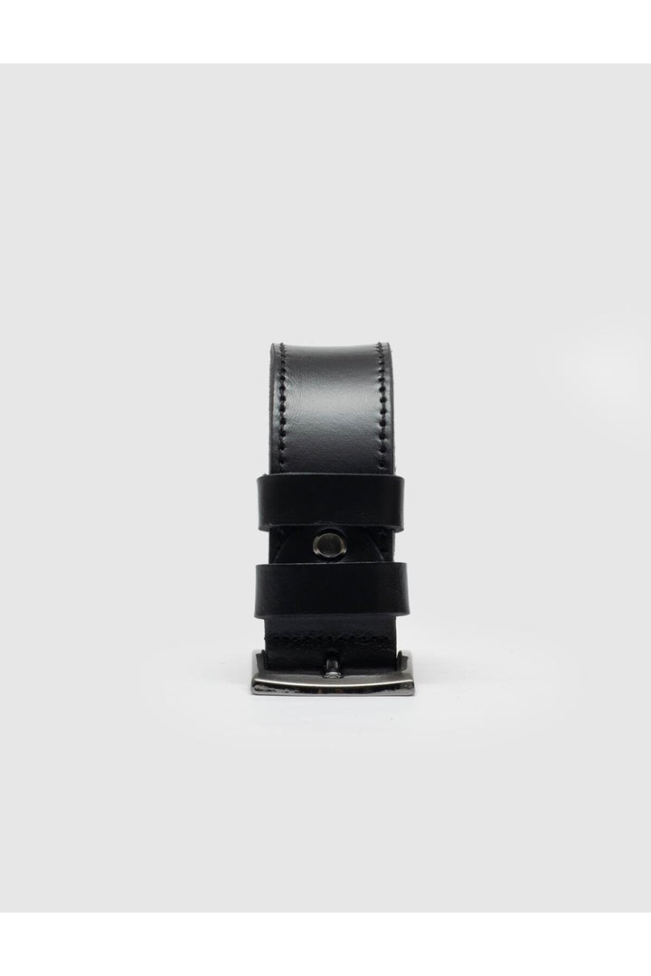 Cabani Shoes Ceinture classique pour homme en cuir véritable noir de 3,5 cm avec couture. - Multicolore