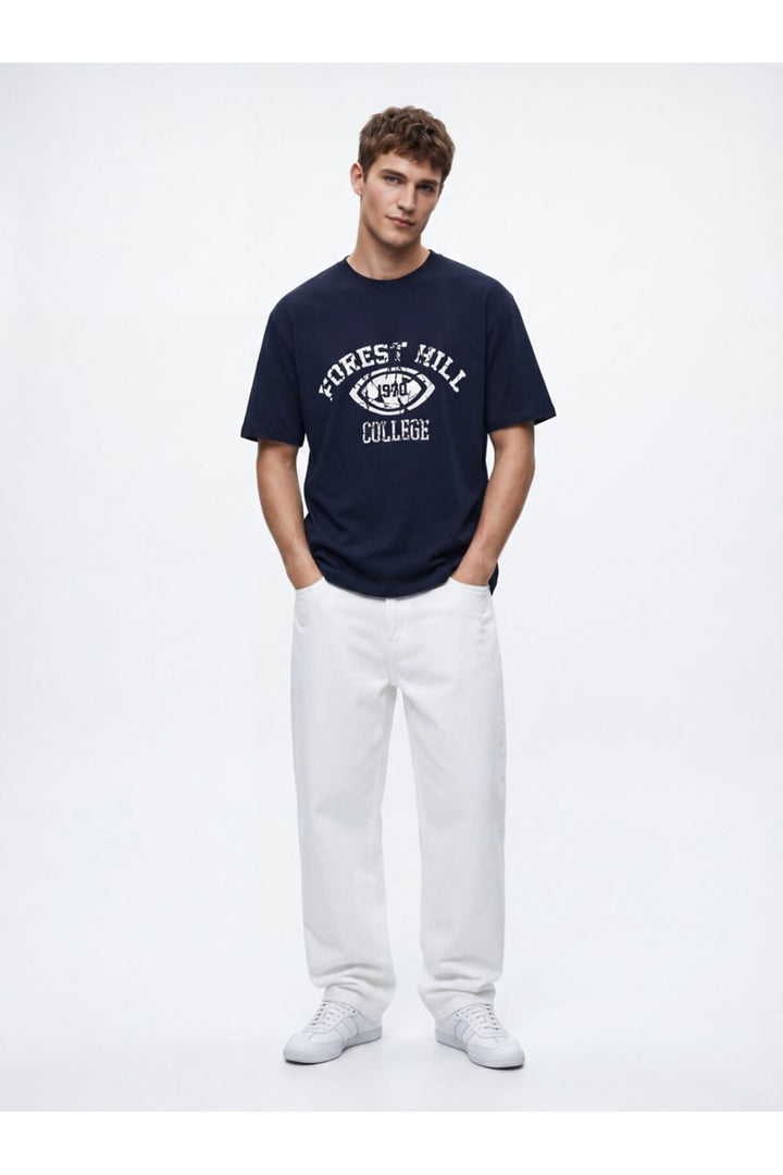LTB T-shirt Relaxed Fit Bleu marine avec effet vintage - Bleu marine
