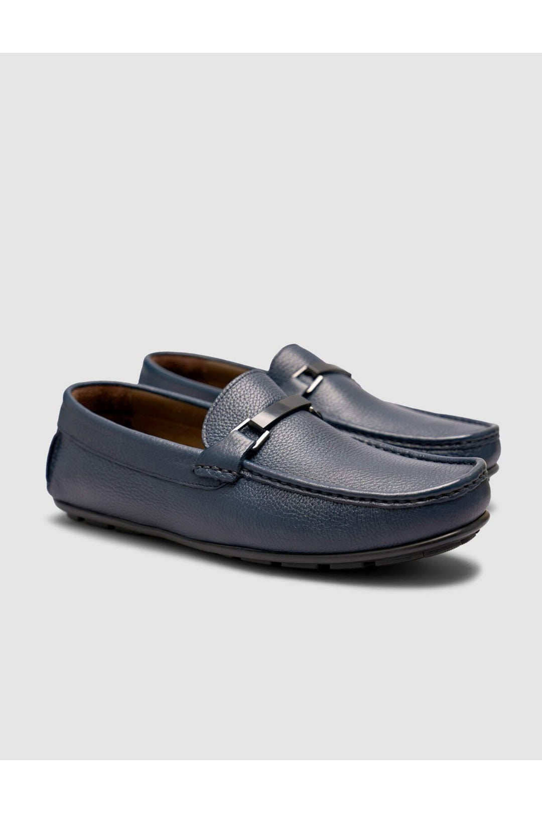 Cabani Shoes Romatas Chaussures en cuir pour hommes à boucle bleu marine loafer - Multicolore
