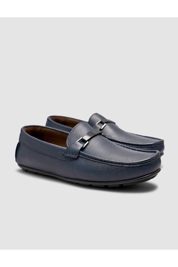 Cabani Shoes Romatas Chaussures en cuir pour hommes à boucle bleu marine loafer - Multicolore