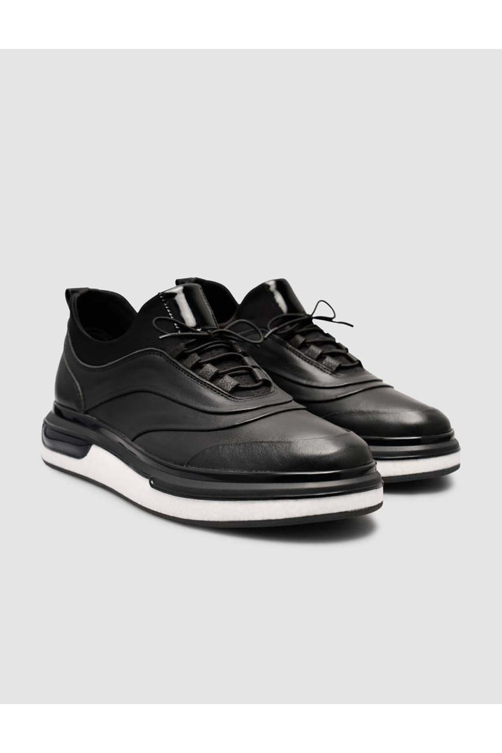 Cabani Shoes %100 Cuir véritable Noir Baskets quotidiennes pour homme - Noir