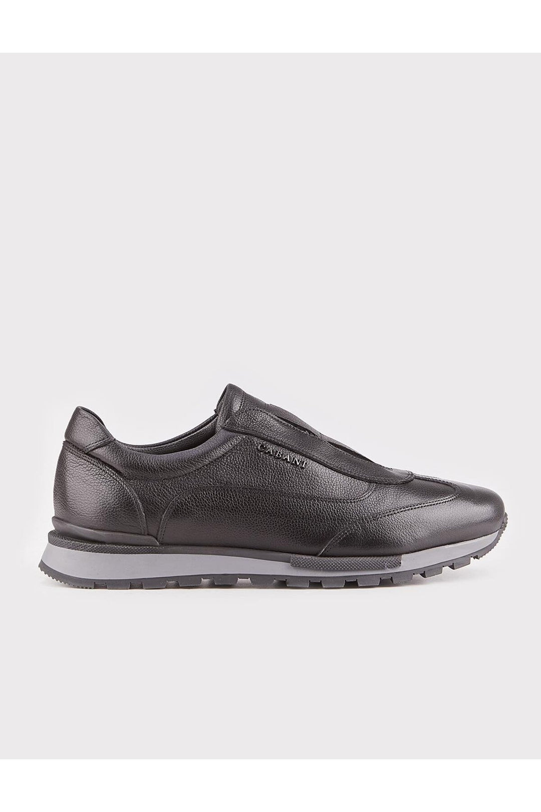 Cabani Shoes Chaussures de sport pour hommes en cuir véritable noir avec fourrure, sans lacets. - Noir