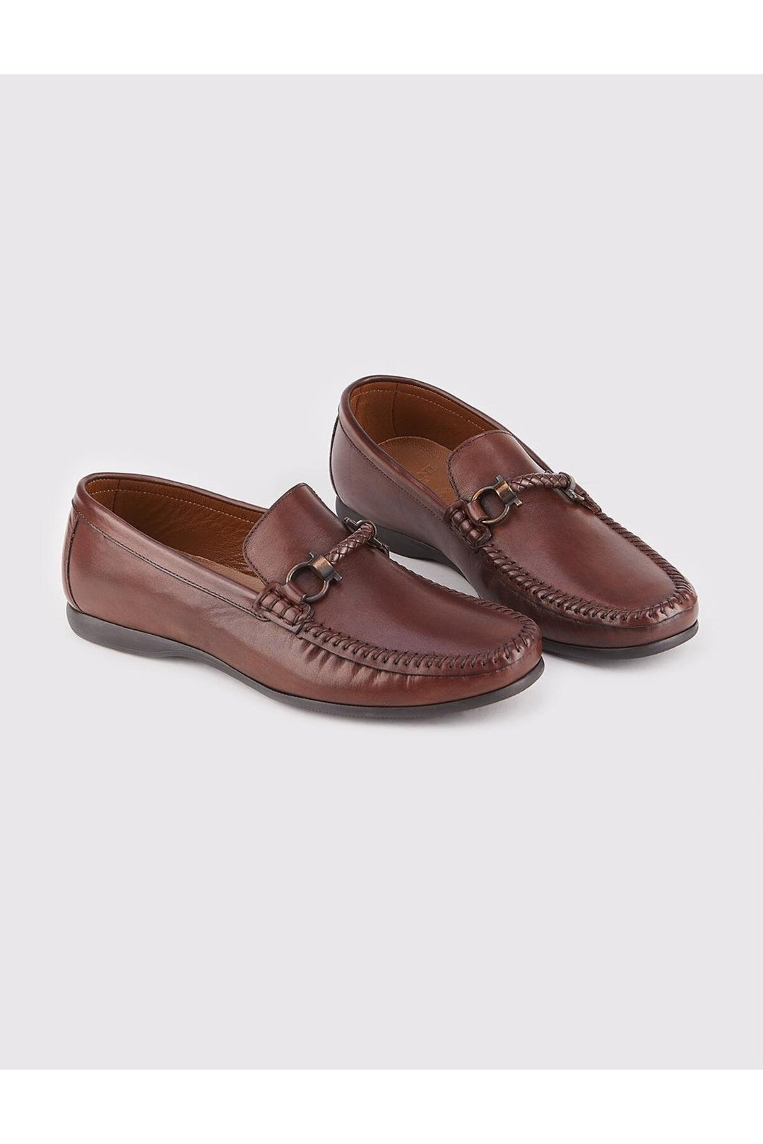 Cabani Shoes Chaussures Loafer pour hommes en cuir véritable marron avec détail de boucle - Marron