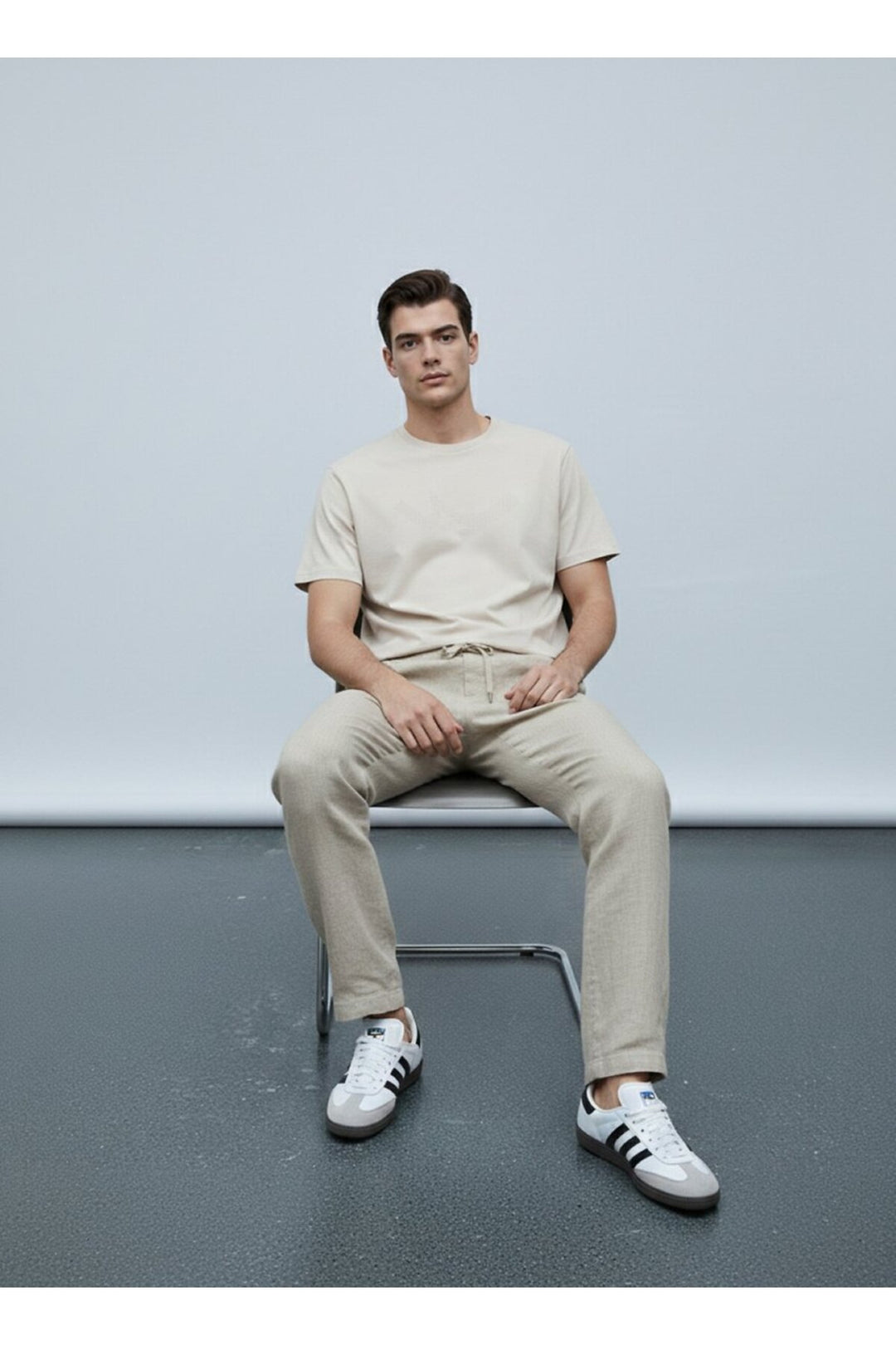 LTB T-shirt beige avec logo en silicone - Gris