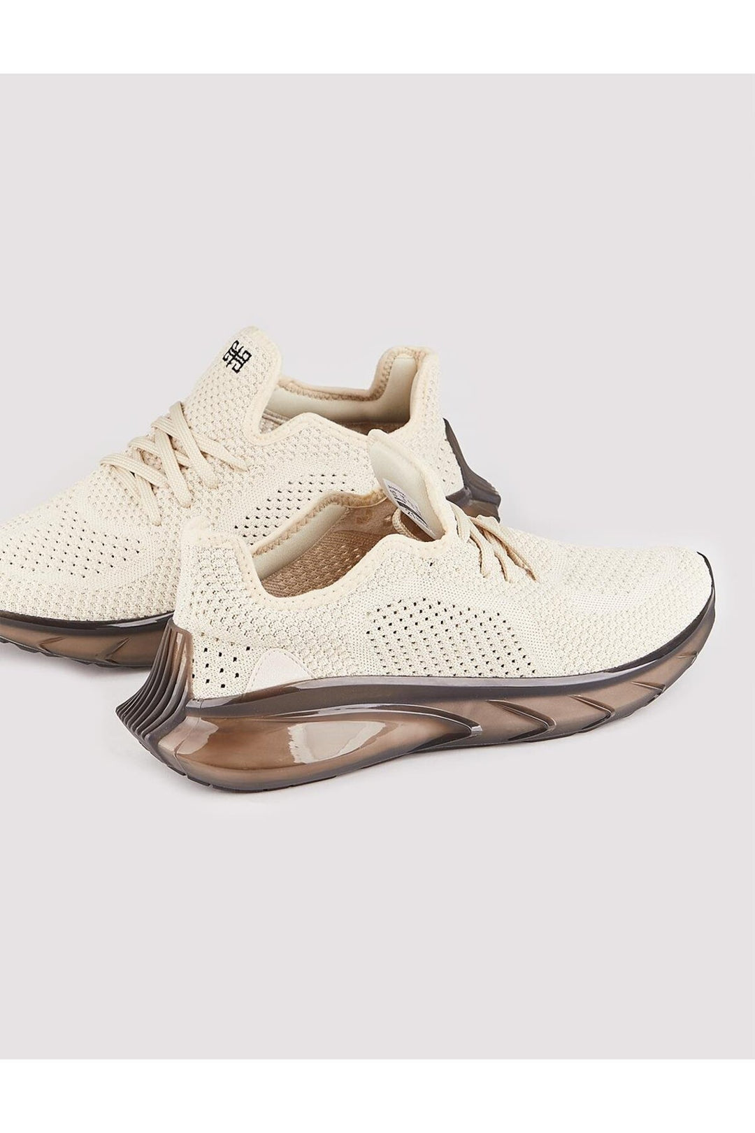 Cabani Shoes Chaussures de sport pour homme en tricot beige avec lacets et semelle prête. - Beige